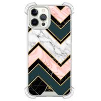 iPhone 12 (Pro) siliconen shockproof hoesje - Marmer triangles - thumbnail