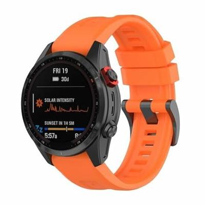 By Qubix - Siliconen sportbandje - Oranje - Compatible met Garmin Fenix 8-47mm - Compatible Garmin bandje - Bandbreedte: 22mm