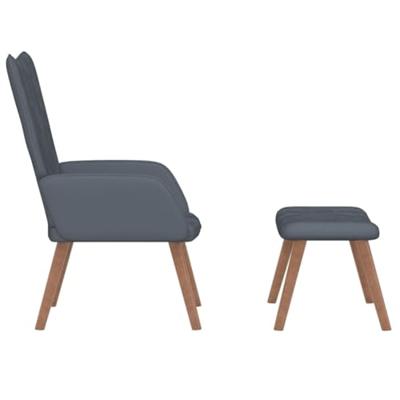 Relaxstoel met voetenbank fluweel donkergrijs