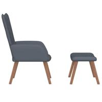 Relaxstoel met voetenbank fluweel donkergrijs - thumbnail