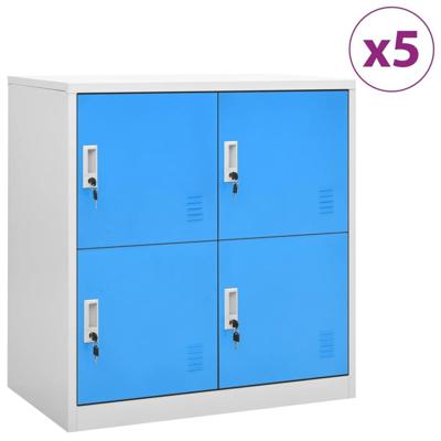 Lockerkasten 5 st 90x45x92,5 cm staal lichtgrijs en blauw