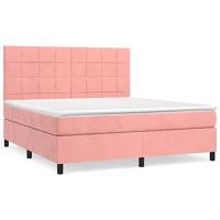Boxspring met matras fluweel roze 160x200 cm - thumbnail