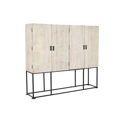 Kast Home ESPRIT Wit Zwart Metaal Mangohout 180 x 40 x 160 cm
