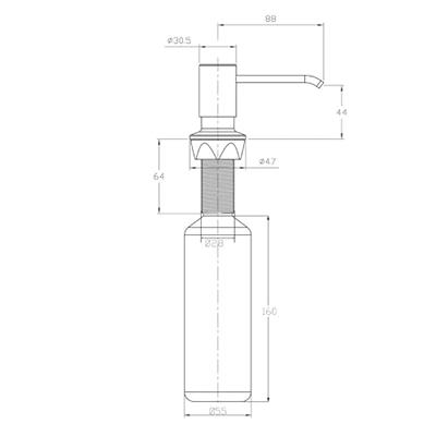Inbouwzeepdispenser Sapho Kunststof Fles 350 ML Chroom Sapho Inbouwzeepdispenser Sapho Kunststof Fles 350 ML Chroom Sapho