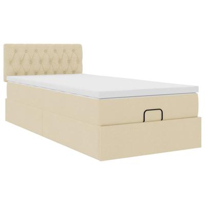 Ottoman bed met matras en LED's 80x200cm stof crèmekleurig