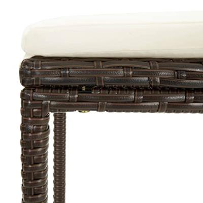 Barkrukken met kussens 6 st poly rattan bruin - thumbnail