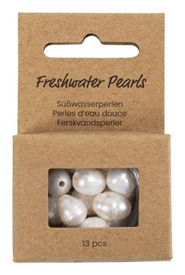 Creativ Company Zoetwaterparels, in de lengte geperforeerd, d 9-11 mm, gatgrootte 2 mm, parelmoer, 13 stuk/ 1 doos