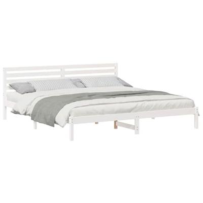 Bedframe met hoofdeinde Wit 200 x 220 cm Massief grenenhout Bedframe met hoofdeinde Wit 200 x 220 cm Massief grenenhout