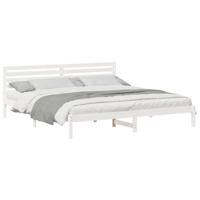 Bedframe met hoofdeinde Wit 180 x 210 cm Massief grenenhout - thumbnail