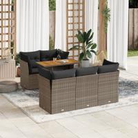 6-delige Loungeset met kussens poly rattan grijs - thumbnail