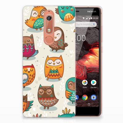 Nokia 5.1 (2018) TPU Hoesje Vrolijke Uilen