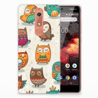 Nokia 5.1 (2018) TPU Hoesje Vrolijke Uilen - thumbnail