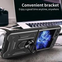 Lunso - Samsung Galaxy Z Flip5 - Armor backcover hoes met ringhouder - Zwart - thumbnail
