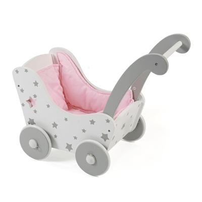 Houten poppenwagen Grey Stars