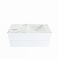 MONDIAZ VICA-DLUX 110cm badmeubel onderkast Talc 2 lades. Inbouw wastafel CLOUD rechts zonder kraangat, kleur Frappe. - thumbnail