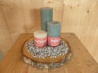 Kaarsen set Bolsius 3 stuk grijsgroen met wit met witte steentjes Warentuin Mix - Warentuin mix - thumbnail