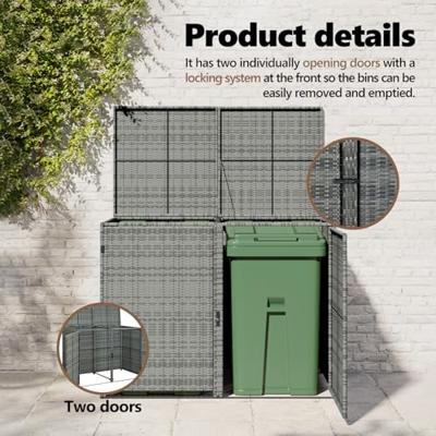VidaXL Containerberging dubbel 148x77x111 cm poly rattan antraciet