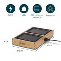 Princess 104040 Tafelgrill Elektrisch Zwart, Bamboe - thumbnail