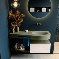 MONDIAZ RIVA 120cm badmeubel onderkast / planchet kleur Underlayment met 1 lade. Wastafel DULCET rechts 0 kraangaten kleur Army. - thumbnail