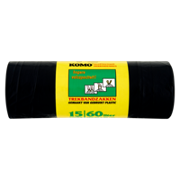 Vuilniszak komo 60l trekband rol à 15st zwart - thumbnail