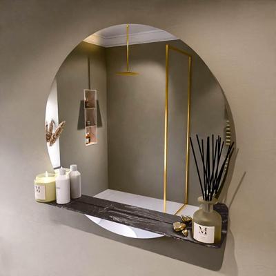 MONDIAZ SPOT spiegel rond 90cm met Spiegelplanchet kleur Lava.