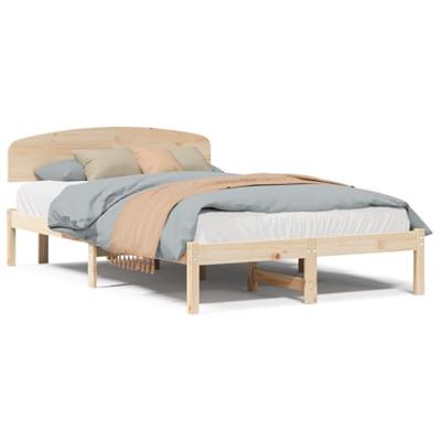 Bedframe met hoofdeinde Bruin 140 x 190 cm Massief grenenhout Bedframe met hoofdeinde Bruin 140 x 190 cm Massief grenenhout