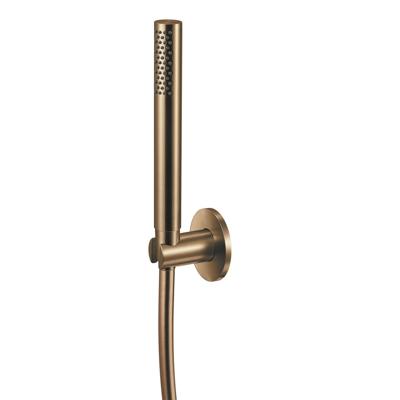 Staafhanddouche Qisani Flow Met Houder en Slang Geborsteld Goud