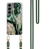 Samsung Galaxy S24 Plus hoesje met groen koord - Green waves - thumbnail
