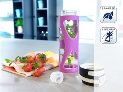 Leifheit 3257 Flip Glazen Drinkfles 600 ml Paars