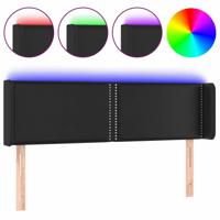 Hoofdbord LED 147x16x78/88 cm kunstleer zwart - thumbnail