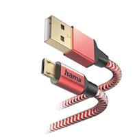 Hama Reflective Micro-USB-kabel (USB-A 2.0 mannelijk naar micro-USB-oplaadkabel en gegevensoverdracht, afgeschermde kabel, anti-twist, vergulde aluminium stekker, robuuste gevlochten nylon - thumbnail