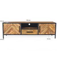 LivingFurn TV-meubel 'Brooklyn' Mangohout en staal, 150cm - thumbnail