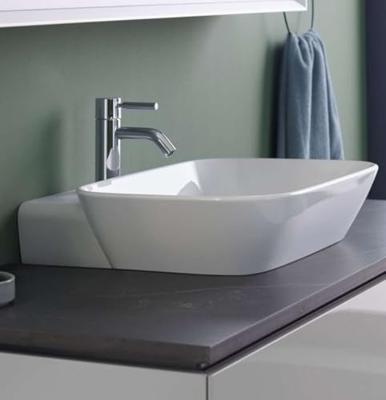 Geberit ONE - Opzetwastafel 50x43x15 cm, verborgen overloop, met kraangat, horizontale afvoer, KeraTect, wit 505.051.00.1