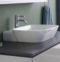 Geberit ONE - Opzetwastafel 50x43x15 cm, verborgen overloop, met kraangat, horizontale afvoer, KeraTect, wit 505.051.00.1 - thumbnail
