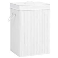 VidaXL Wasmand met 2 vakken 72 l bamboe wit - thumbnail