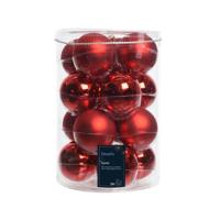 Kerstballen Glas Ø8cm Kerst Rood 16st - thumbnail