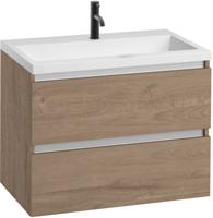 Saqu Gaia voorgemonteerd ondiep badmeubel met aluminium greeplijst incl. wastafel 80x40cm toffee - thumbnail