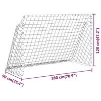 VidaXL Voetbaldoel met net 180x90x120 cm staal wit - thumbnail
