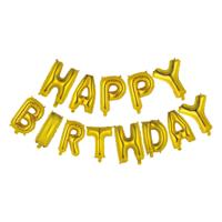 Globos Folieballon tekst happy birthday goud - thumbnail
