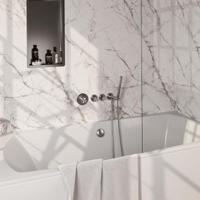 Brushed Carving thermostatische inbouw badkraan SET 01 met badvulcombinatie en handdouche - thumbnail