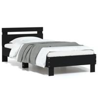 Bedframe met hoofdbord en LED-verlichting zwart 75x190 cm - thumbnail
