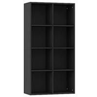 Boekenkast/dressoir 66x30x130 cm bewerkt hout zwart - thumbnail