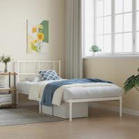 Bedframe met hoofdbord metaal wit 100x190 cm - thumbnail