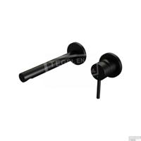 Black Edition inbouw wastafelmengkraan, rechte uitloop, rozetten model A1 mat zwart - thumbnail