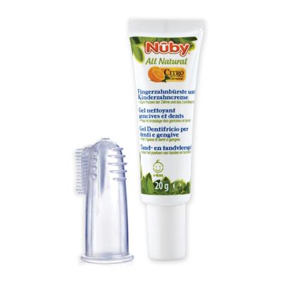 Reinigingsgel tandvlees tanden + masserende vinger NUBY blauw Reinigingsgel tandvlees tanden + masserende vinger NUBY blauw