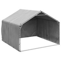 Hondenhok voor buiten met hoes 2x2x1,5 m gegalvaniseerd staal - thumbnail