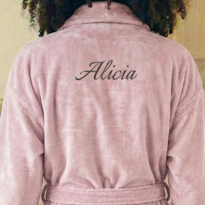 Dames badjas borduren - Roze - L/XL
