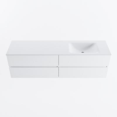 MONDIAZ VICA 170cm badmeubel onderkast Talc 4 lades. Wastafel CLOUD rechts 1 kraangat, kleur Talc.