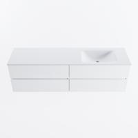 MONDIAZ VICA 170cm badmeubel onderkast Talc 4 lades. Wastafel CLOUD rechts 1 kraangat, kleur Talc. - thumbnail