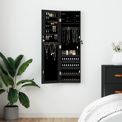Sieradenkast met spiegel wandgemonteerd 30x8,5x106 cm zwart